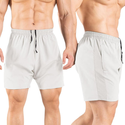 Men's 5" Running Shorts 2 Pack Quick Dry Athletic Workout Gym Shorts with Zipper Pockets
