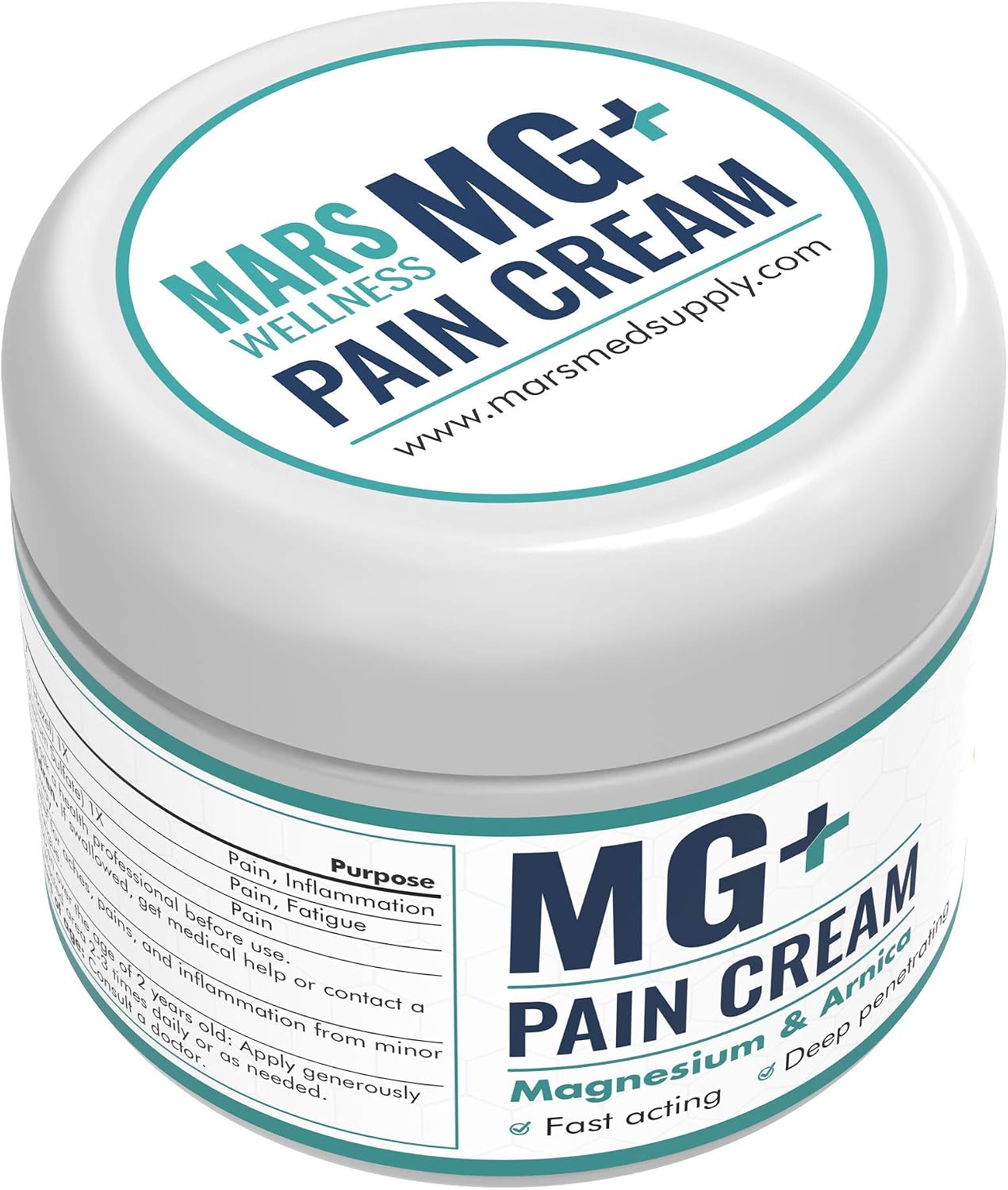 MG+ Magnesium Cream Pain Relief - Extra Strength Magnesium and Arnica Cream - 4 OZ Tub - Neuropathy, Muscle Pain, and Leg Cramps Relief - 1 Pack