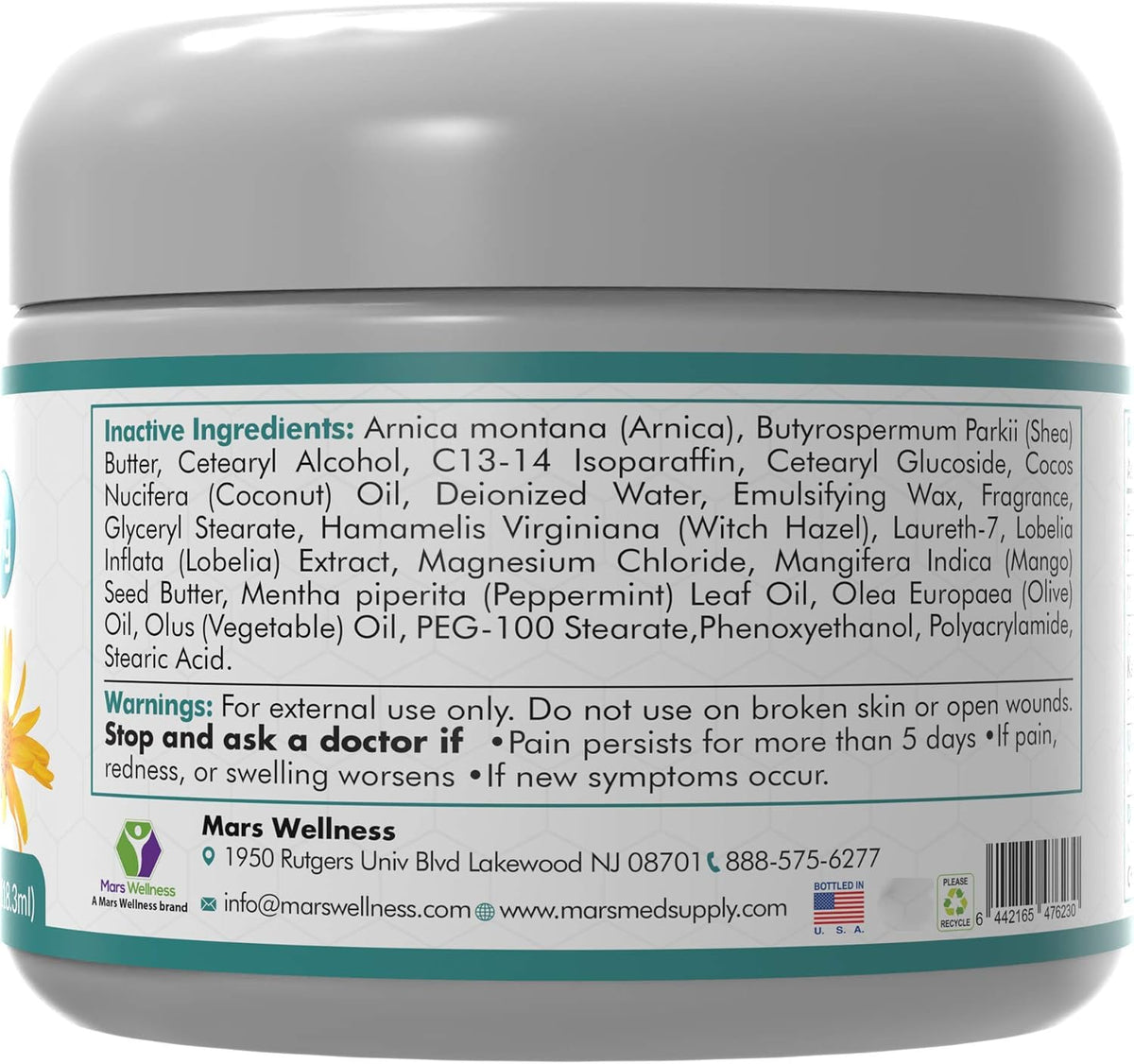 MG+ Magnesium Cream Pain Relief - Extra Strength Magnesium and Arnica Cream - 4 OZ Tub - Neuropathy, Muscle Pain, and Leg Cramps Relief - 1 Pack