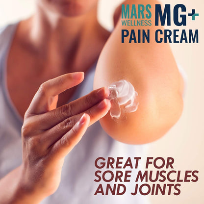 MG+ Magnesium Cream Pain Relief - Extra Strength Magnesium and Arnica Cream - 4 OZ Tub - Neuropathy, Muscle Pain, and Leg Cramps Relief - 1 Pack