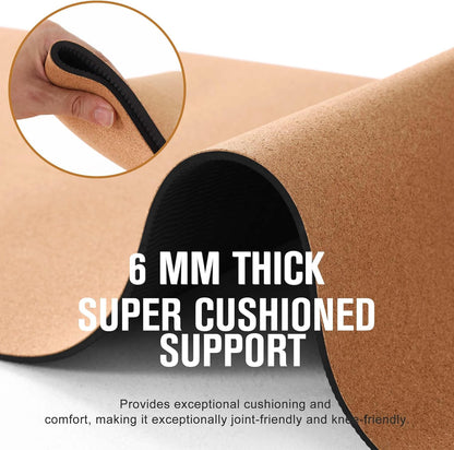 Premium Cork Yoga Mat 1/4 & 2/5 Inch Thick 72 x 26 in | Thick Cork and TPE Non Slip Yoga Mats for Women Men, Sweat Proof Eco-friendly, Great for Hot Yoga & Workouts