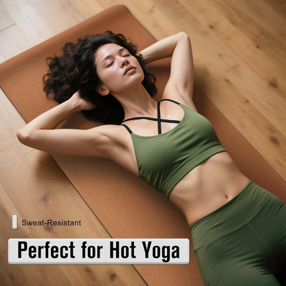 Premium Cork Yoga Mat 1/4 & 2/5 Inch Thick 72 x 26 in | Thick Cork and TPE Non Slip Yoga Mats for Women Men, Sweat Proof Eco-friendly, Great for Hot Yoga & Workouts