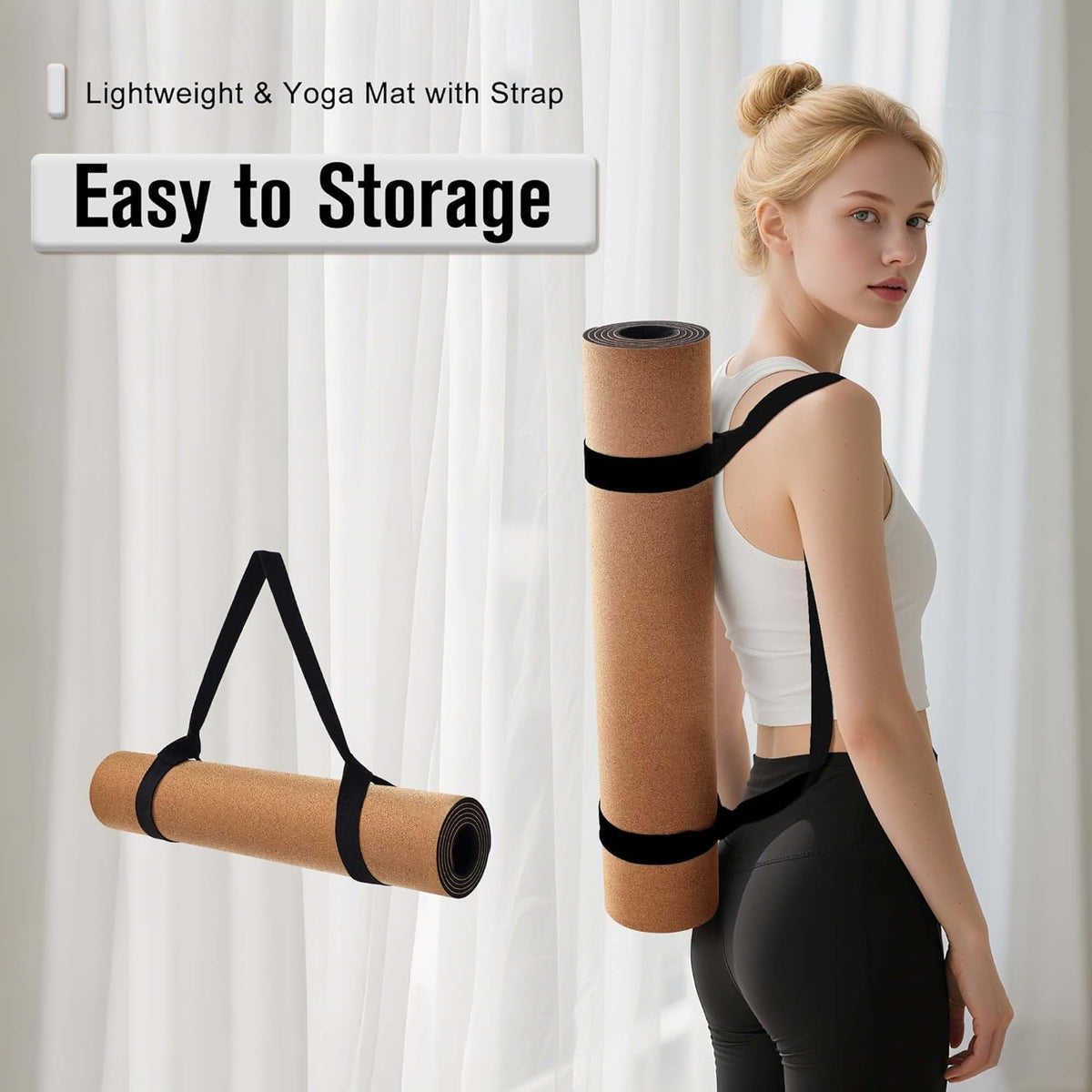 Premium Cork Yoga Mat 1/4 & 2/5 Inch Thick 72 x 26 in | Thick Cork and TPE Non Slip Yoga Mats for Women Men, Sweat Proof Eco-friendly, Great for Hot Yoga & Workouts