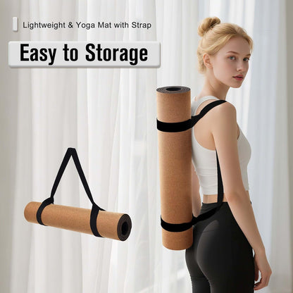 Premium Cork Yoga Mat 1/4 & 2/5 Inch Thick 72 x 26 in | Thick Cork and TPE Non Slip Yoga Mats for Women Men, Sweat Proof Eco-friendly, Great for Hot Yoga & Workouts