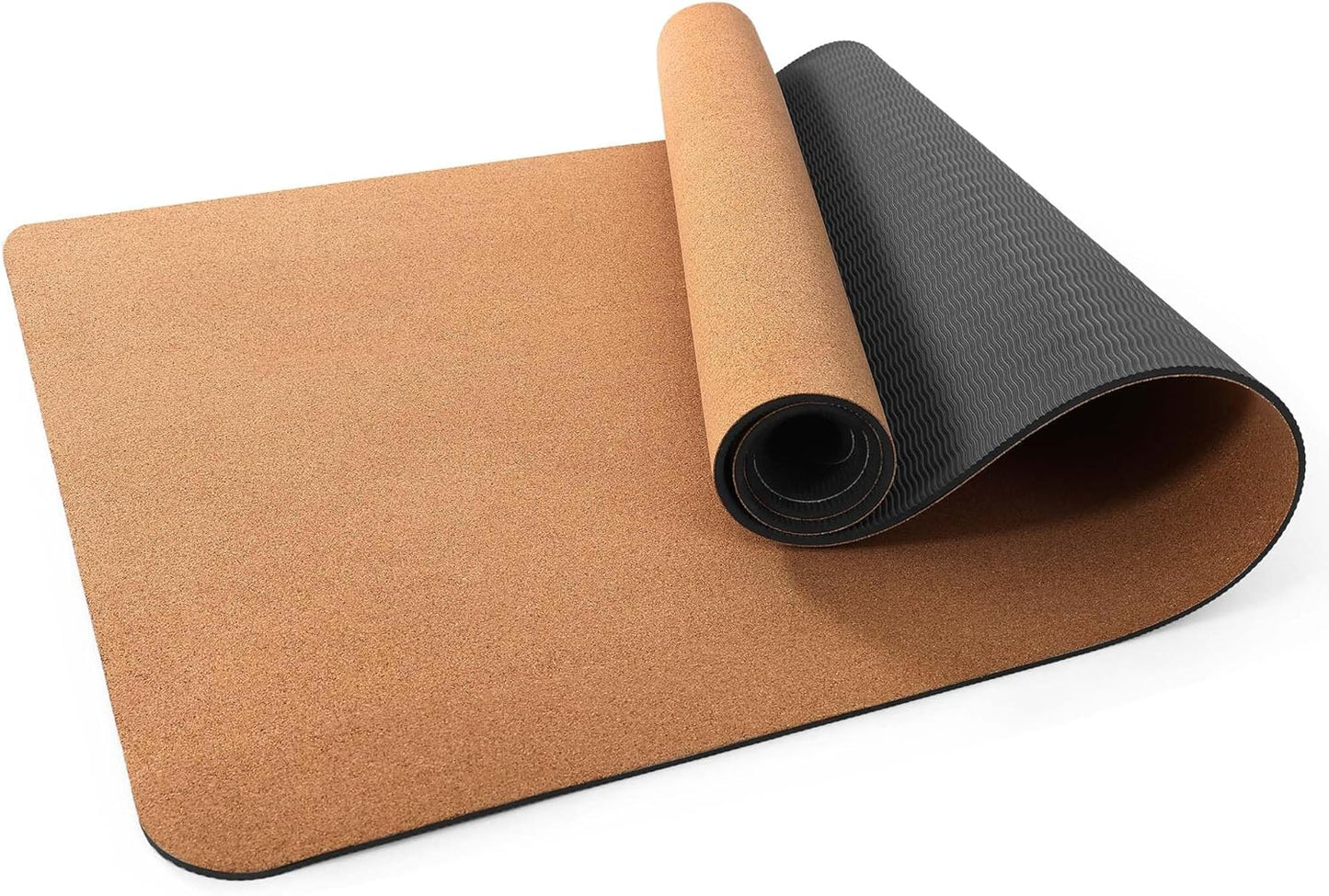 Premium Cork Yoga Mat 1/4 & 2/5 Inch Thick 72 x 26 in | Thick Cork and TPE Non Slip Yoga Mats for Women Men, Sweat Proof Eco-friendly, Great for Hot Yoga & Workouts