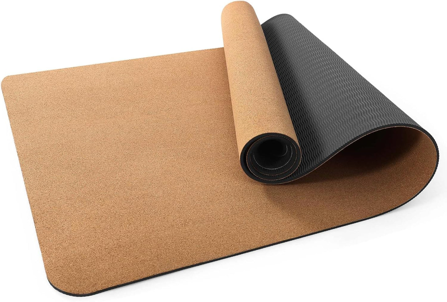 Premium Cork Yoga Mat 1/4 & 2/5 Inch Thick 72 x 26 in | Thick Cork and TPE Non Slip Yoga Mats for Women Men, Sweat Proof Eco-friendly, Great for Hot Yoga & Workouts
