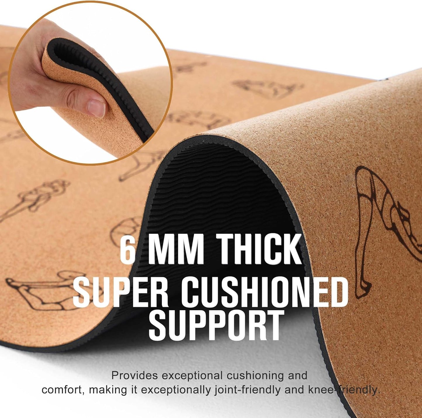 Premium Cork Yoga Mat 1/4 & 2/5 Inch Thick 72 x 26 in | Thick Cork and TPE Non Slip Yoga Mats for Women Men, Sweat Proof Eco-friendly, Great for Hot Yoga & Workouts