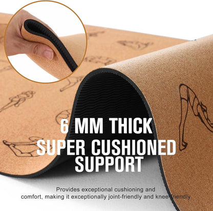 Premium Cork Yoga Mat 1/4 & 2/5 Inch Thick 72 x 26 in | Thick Cork and TPE Non Slip Yoga Mats for Women Men, Sweat Proof Eco-friendly, Great for Hot Yoga & Workouts