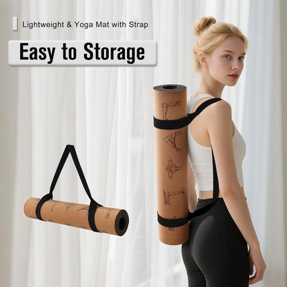 Premium Cork Yoga Mat 1/4 & 2/5 Inch Thick 72 x 26 in | Thick Cork and TPE Non Slip Yoga Mats for Women Men, Sweat Proof Eco-friendly, Great for Hot Yoga & Workouts