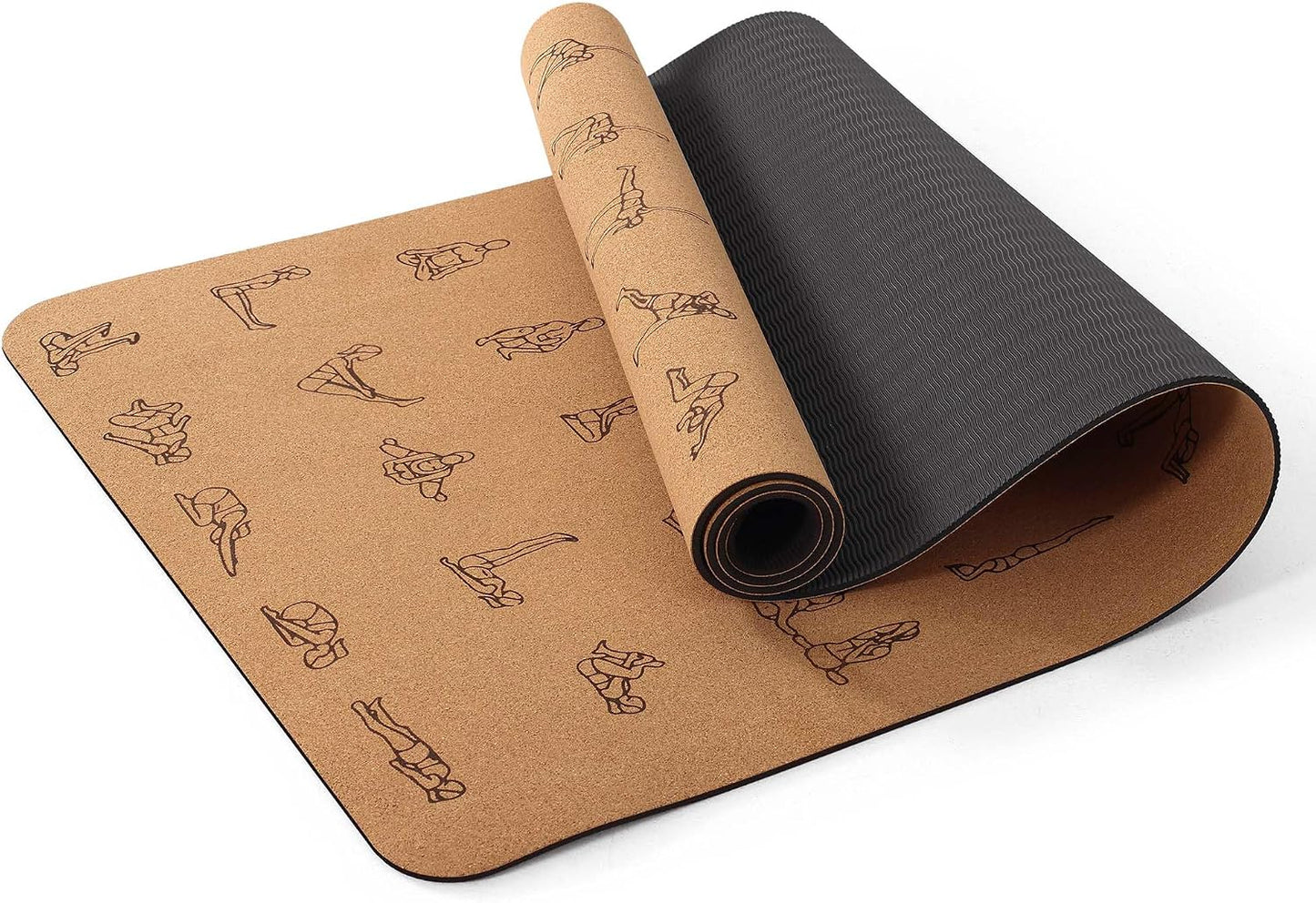 Premium Cork Yoga Mat 1/4 & 2/5 Inch Thick 72 x 26 in | Thick Cork and TPE Non Slip Yoga Mats for Women Men, Sweat Proof Eco-friendly, Great for Hot Yoga & Workouts