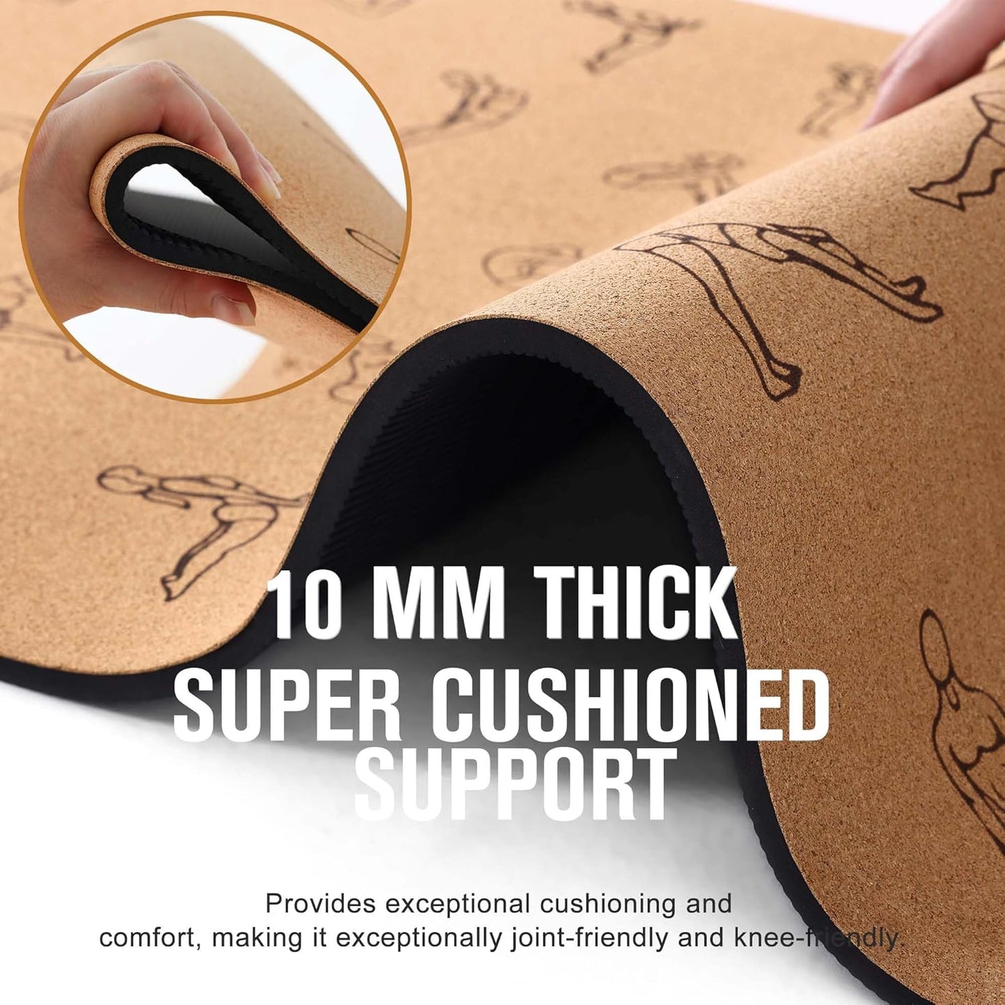 Premium Cork Yoga Mat 1/4 & 2/5 Inch Thick 72 x 26 in | Thick Cork and TPE Non Slip Yoga Mats for Women Men, Sweat Proof Eco-friendly, Great for Hot Yoga & Workouts