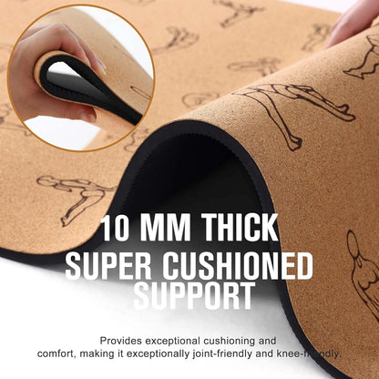 Premium Cork Yoga Mat 1/4 & 2/5 Inch Thick 72 x 26 in | Thick Cork and TPE Non Slip Yoga Mats for Women Men, Sweat Proof Eco-friendly, Great for Hot Yoga & Workouts
