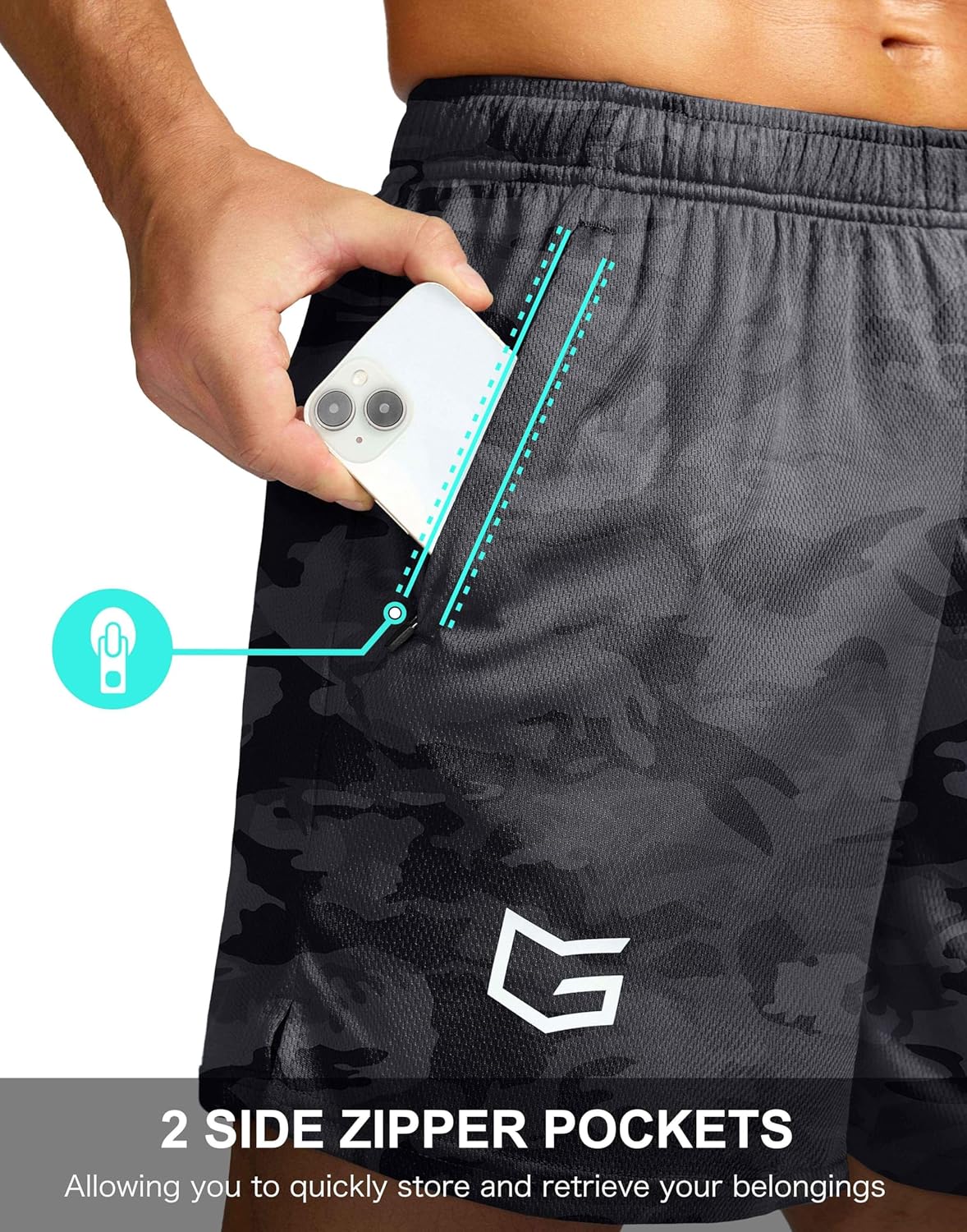 Men's 5"/ 7"/ 9" Workout Running Shorts Quick Dry Lightweight Gym Shorts with Zip Pockets
