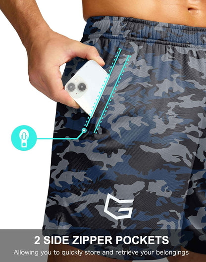 Men's 5"/ 7"/ 9" Workout Running Shorts Quick Dry Lightweight Gym Shorts with Zip Pockets