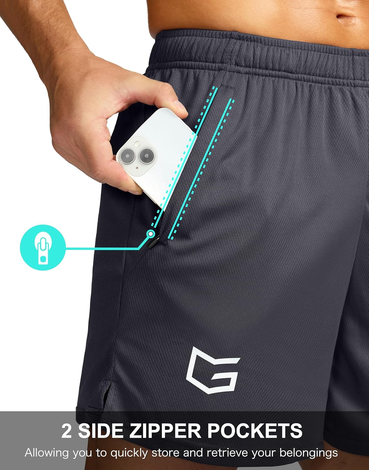 Men's 5"/ 7"/ 9" Workout Running Shorts Quick Dry Lightweight Gym Shorts with Zip Pockets