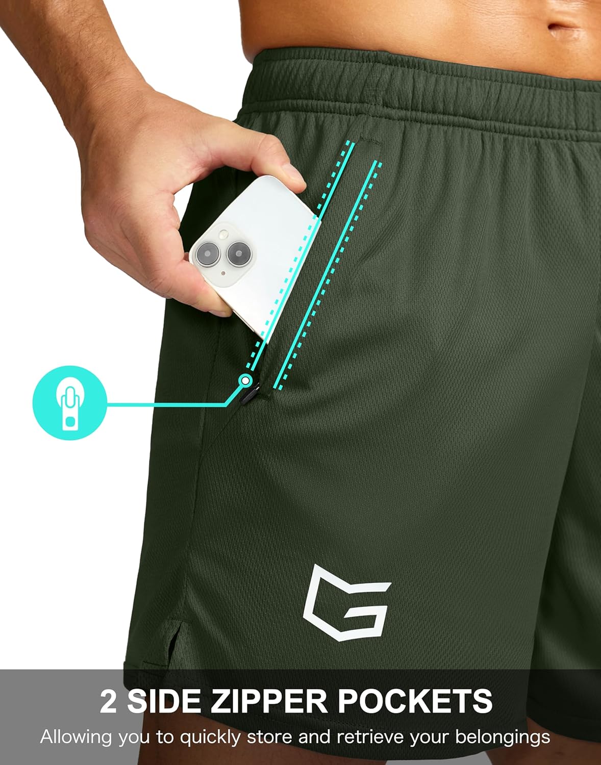 Men's 5"/ 7"/ 9" Workout Running Shorts Quick Dry Lightweight Gym Shorts with Zip Pockets