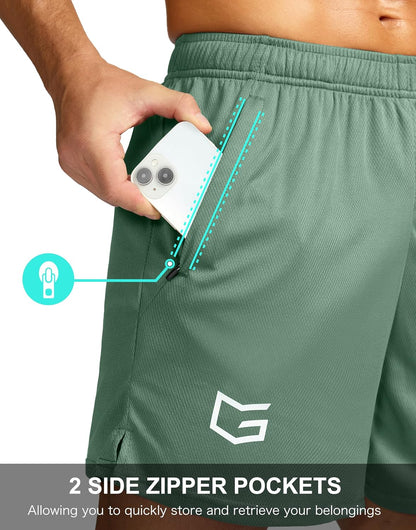 Men's 5"/ 7"/ 9" Workout Running Shorts Quick Dry Lightweight Gym Shorts with Zip Pockets