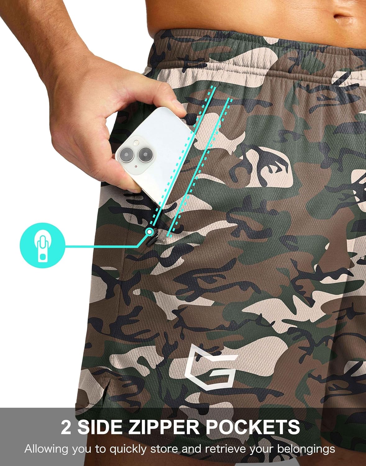 Men's 5"/ 7"/ 9" Workout Running Shorts Quick Dry Lightweight Gym Shorts with Zip Pockets
