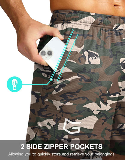 Men's 5"/ 7"/ 9" Workout Running Shorts Quick Dry Lightweight Gym Shorts with Zip Pockets