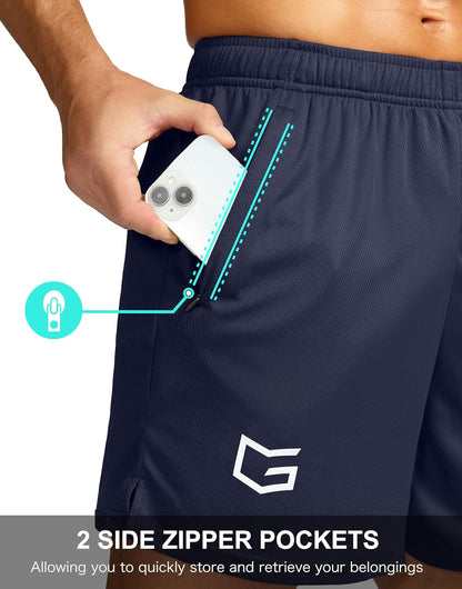 Men's 5"/ 7"/ 9" Workout Running Shorts Quick Dry Lightweight Gym Shorts with Zip Pockets