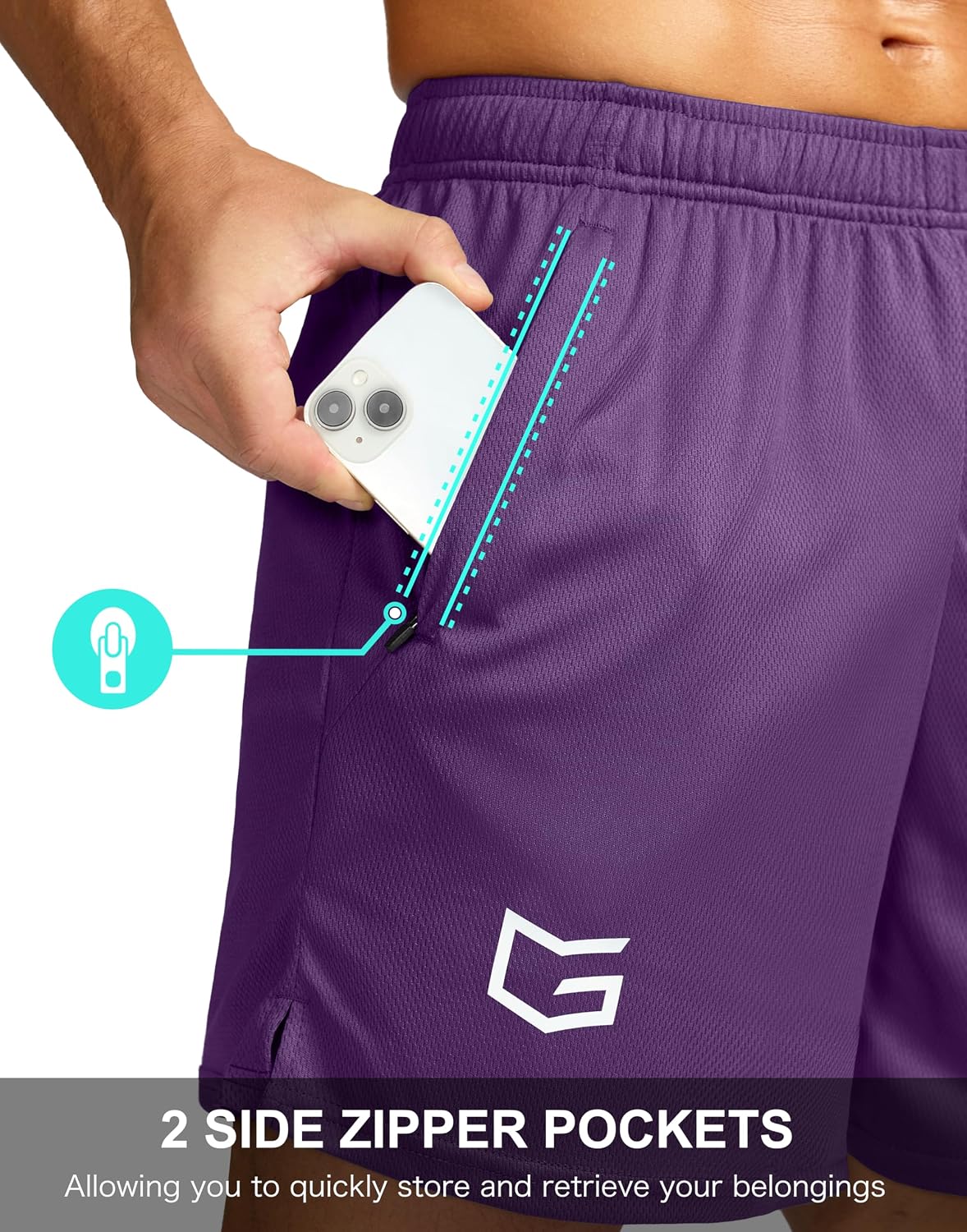 Men's 5"/ 7"/ 9" Workout Running Shorts Quick Dry Lightweight Gym Shorts with Zip Pockets