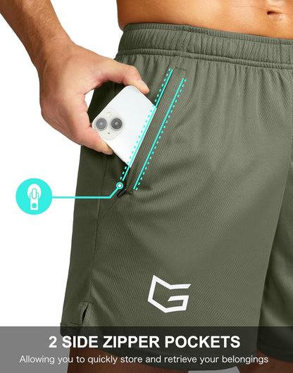 Men's 5"/ 7"/ 9" Workout Running Shorts Quick Dry Lightweight Gym Shorts with Zip Pockets
