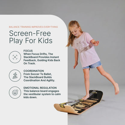 SlackBoard, Balance Board Kids & Adults, Slackline Balance Trainer | 1 & 2 Line Options, Slack Board, Core Workout Equipment, Home Gym Training, Standing Desk Exercise, Yoga, Agility, Pilates