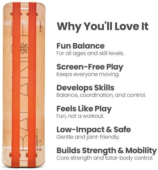 SlackBoard, Balance Board Kids & Adults, Slackline Balance Trainer | 1 & 2 Line Options, Slack Board, Core Workout Equipment, Home Gym Training, Standing Desk Exercise, Yoga, Agility, Pilates