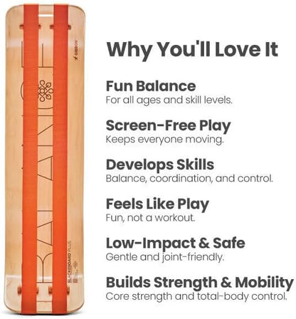 SlackBoard, Balance Board Kids & Adults, Slackline Balance Trainer | 1 & 2 Line Options, Slack Board, Core Workout Equipment, Home Gym Training, Standing Desk Exercise, Yoga, Agility, Pilates