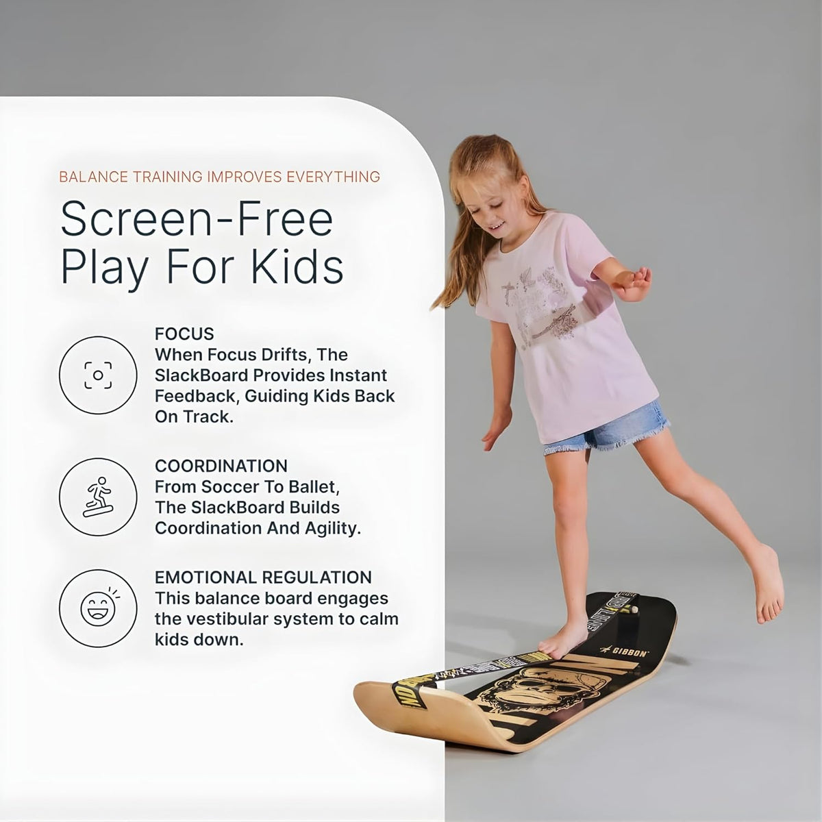 SlackBoard, Balance Board Kids & Adults, Slackline Balance Trainer | 1 & 2 Line Options, Slack Board, Core Workout Equipment, Home Gym Training, Standing Desk Exercise, Yoga, Agility, Pilates