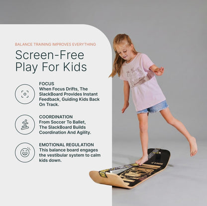 SlackBoard, Balance Board Kids & Adults, Slackline Balance Trainer | 1 & 2 Line Options, Slack Board, Core Workout Equipment, Home Gym Training, Standing Desk Exercise, Yoga, Agility, Pilates