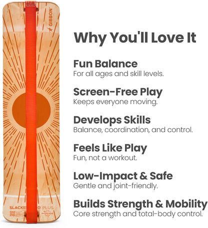 SlackBoard, Balance Board Kids & Adults, Slackline Balance Trainer | 1 & 2 Line Options, Slack Board, Core Workout Equipment, Home Gym Training, Standing Desk Exercise, Yoga, Agility, Pilates