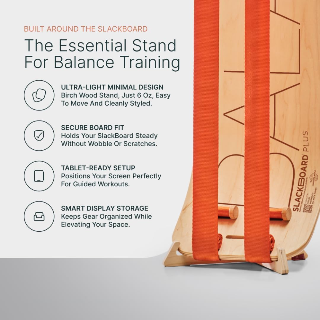 SlackBoard, Balance Board Kids & Adults, Slackline Balance Trainer | 1 & 2 Line Options, Slack Board, Core Workout Equipment, Home Gym Training, Standing Desk Exercise, Yoga, Agility, Pilates