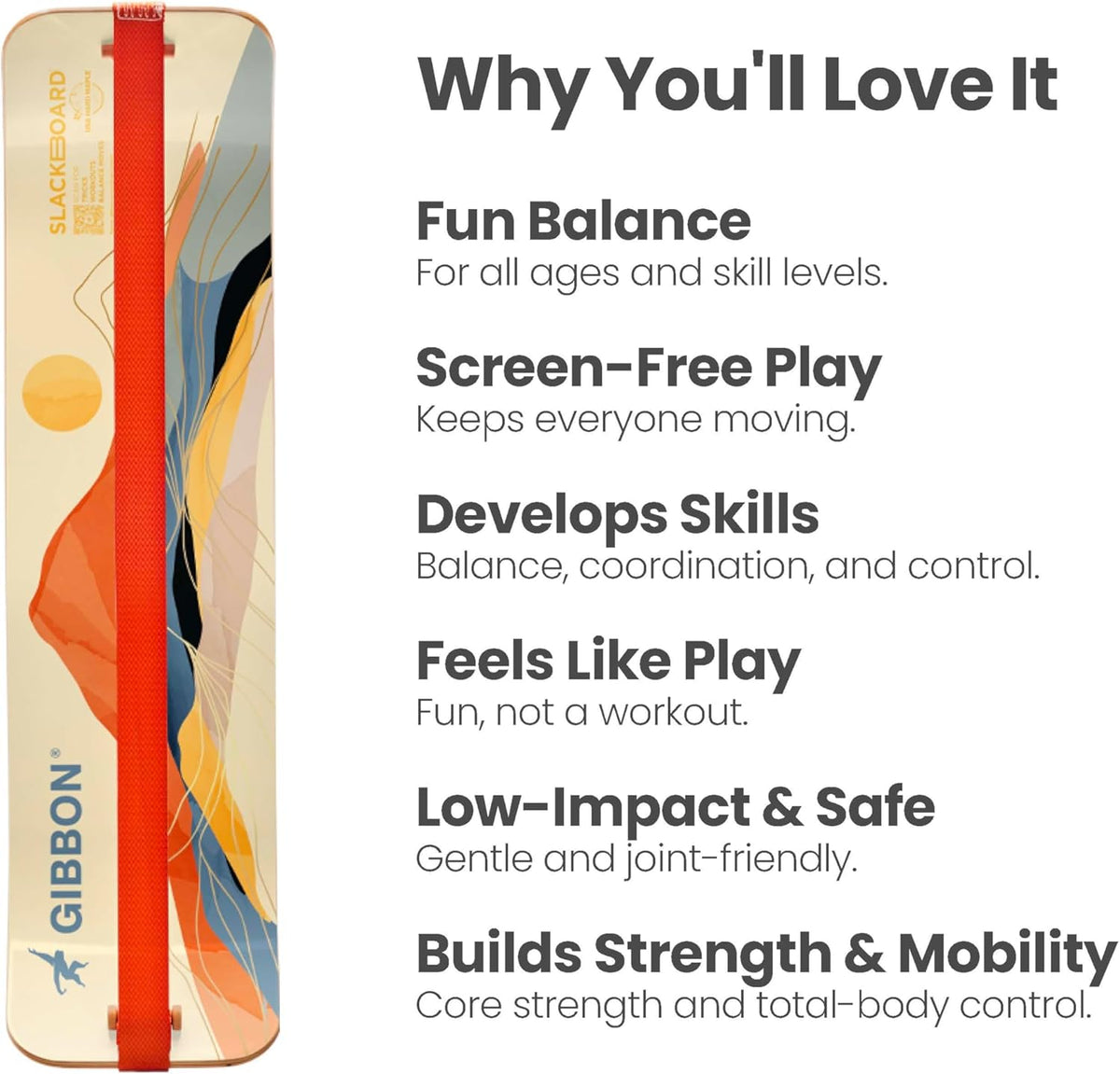 SlackBoard, Balance Board Kids & Adults, Slackline Balance Trainer | 1 & 2 Line Options, Slack Board, Core Workout Equipment, Home Gym Training, Standing Desk Exercise, Yoga, Agility, Pilates