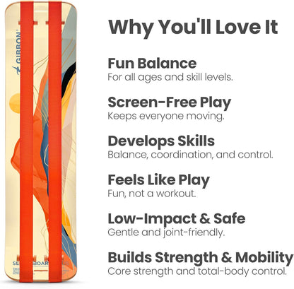 SlackBoard, Balance Board Kids & Adults, Slackline Balance Trainer | 1 & 2 Line Options, Slack Board, Core Workout Equipment, Home Gym Training, Standing Desk Exercise, Yoga, Agility, Pilates