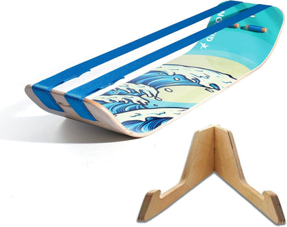 SlackBoard, Balance Board Kids & Adults, Slackline Balance Trainer | 1 & 2 Line Options, Slack Board, Core Workout Equipment, Home Gym Training, Standing Desk Exercise, Yoga, Agility, Pilates