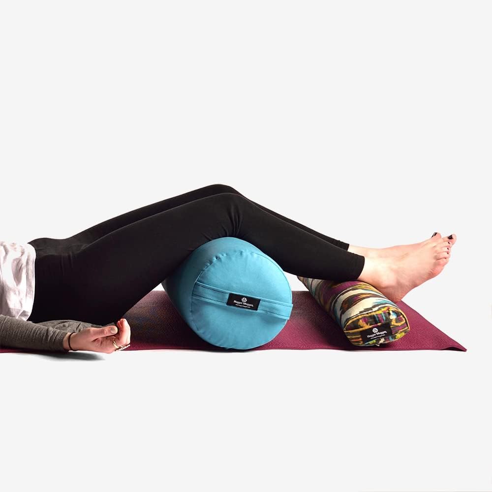 Round Yoga Bolster - Firm Round Shape, Higher Profile, Great Under Knees, Soft Support, Handmade in The USA