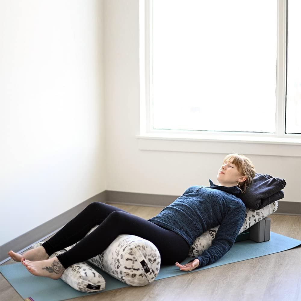 Round Yoga Bolster - Firm Round Shape, Higher Profile, Great Under Knees, Soft Support, Handmade in The USA