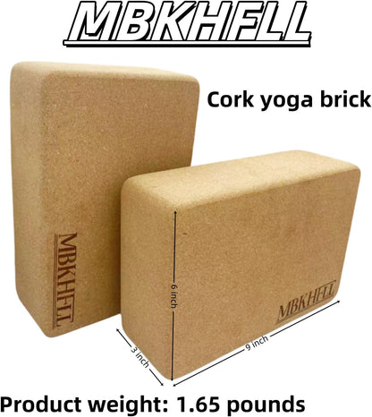 Cork Yoga Blocks, Natural Cork, High Density with Non Slip Surface, Eco-Friendly Accessories for Women, Ideal for Yoga, Pilates, Stretching…