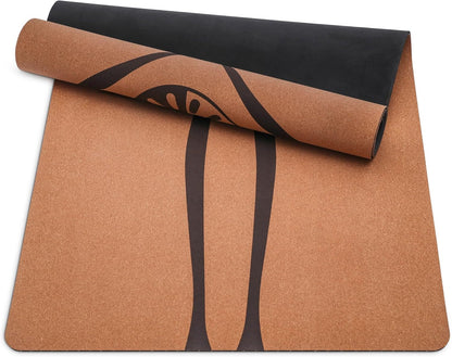 Cork Yoga Mat Thick 4mm - Natural Yoga Mat Non Toxic (72"x26") - Moisture-Activated Grip for Men's Practice
