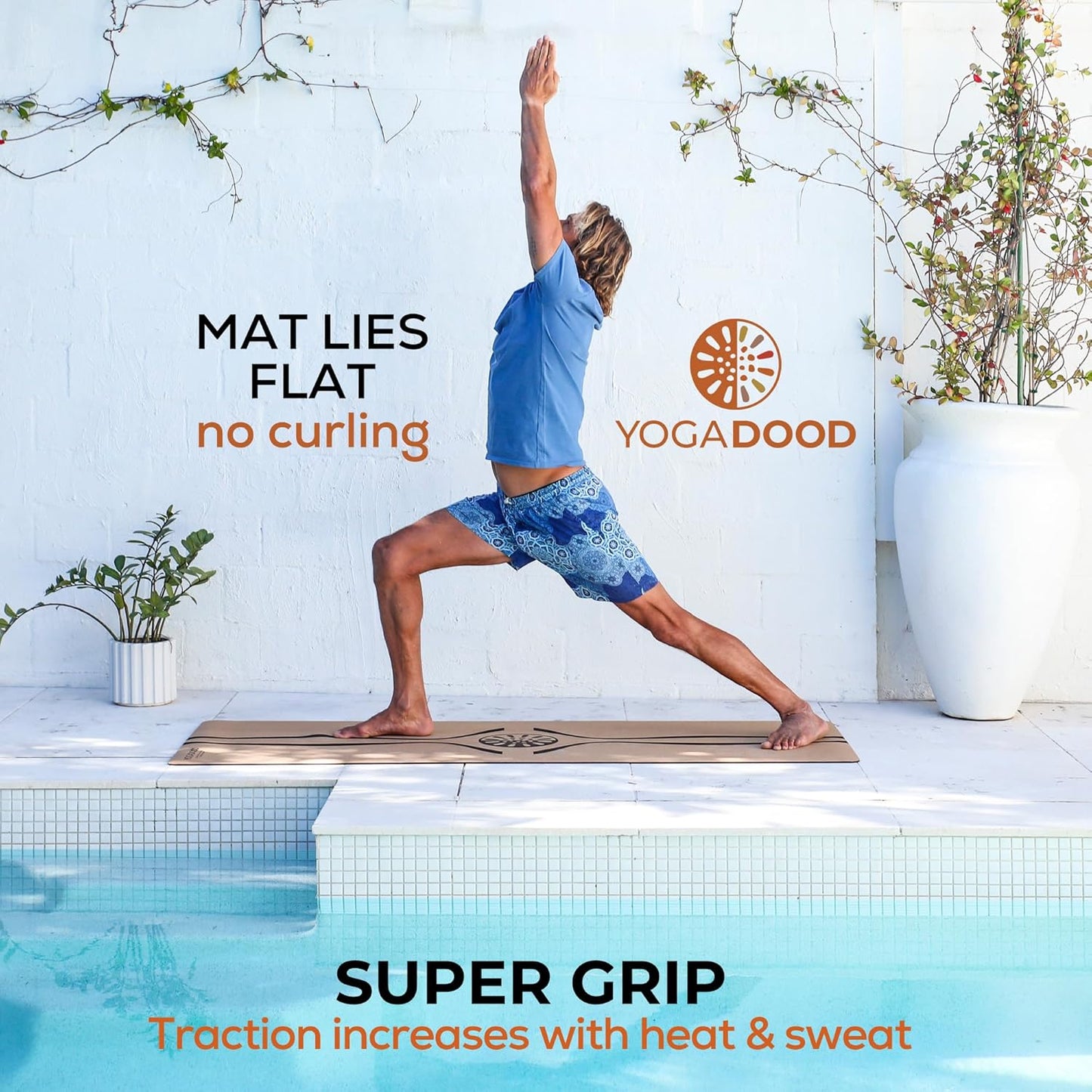 Cork Yoga Mat Thick 4mm - Natural Yoga Mat Non Toxic (72"x26") - Moisture-Activated Grip for Men's Practice