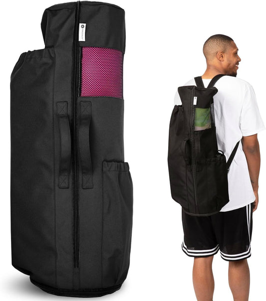Yoga Mat Bag - for Women and Men, Yoga Bag with Pockets and Adjustable Strap, Yoga Mat Carrier, Fits Mats Blocks and Yoga Accessories for Workouts, (32" L)