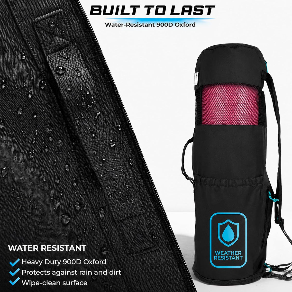 Yoga Mat Bag - for Women and Men, Yoga Bag with Pockets and Adjustable Strap, Yoga Mat Carrier, Fits Mats Blocks and Yoga Accessories for Workouts, (32" L)