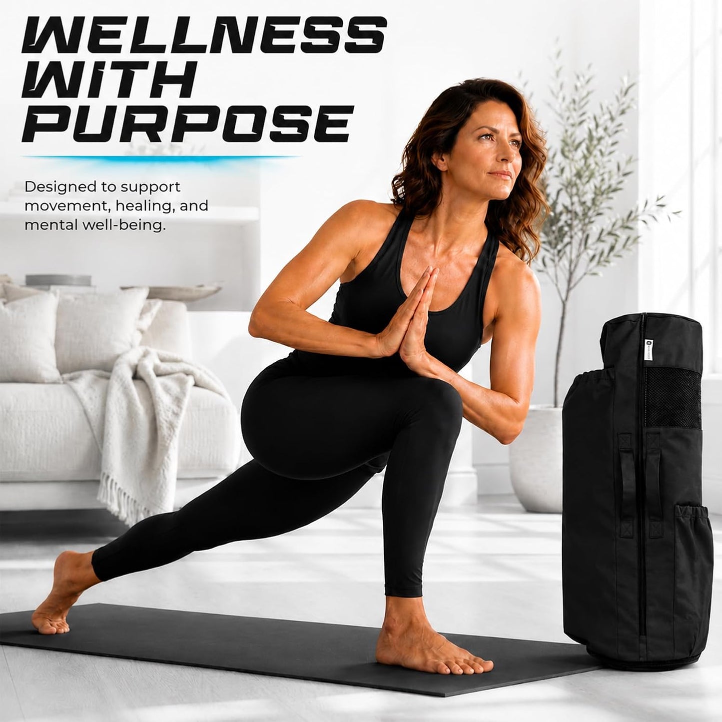 Yoga Mat Bag - for Women and Men, Yoga Bag with Pockets and Adjustable Strap, Yoga Mat Carrier, Fits Mats Blocks and Yoga Accessories for Workouts, (32" L)