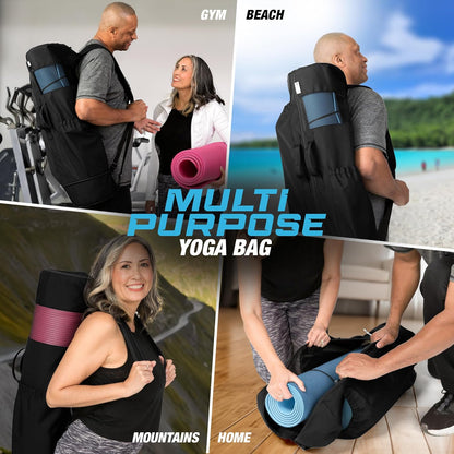 Yoga Mat Bag - for Women and Men, Yoga Bag with Pockets and Adjustable Strap, Yoga Mat Carrier, Fits Mats Blocks and Yoga Accessories for Workouts, (32" L)