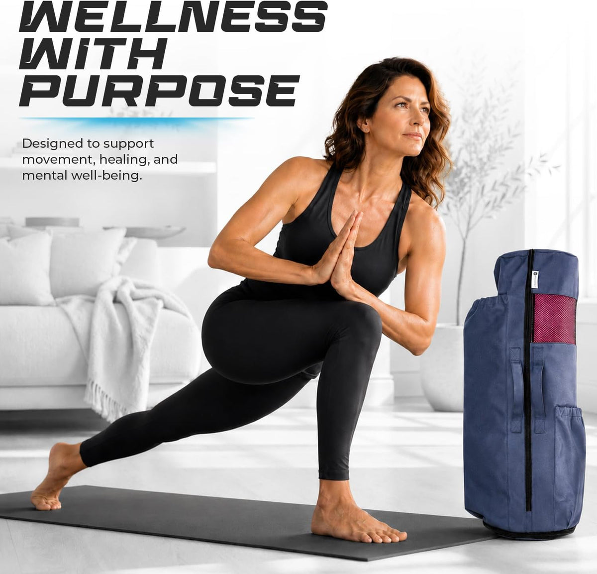 Yoga Mat Bag - for Women and Men, Yoga Bag with Pockets and Adjustable Strap, Yoga Mat Carrier, Fits Mats Blocks and Yoga Accessories for Workouts, (32" L)