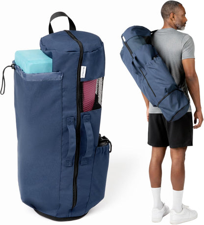 Yoga Mat Bag - for Women and Men, Yoga Bag with Pockets and Adjustable Strap, Yoga Mat Carrier, Fits Mats Blocks and Yoga Accessories for Workouts, (32" L)