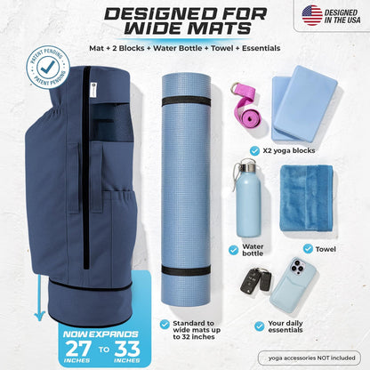 Yoga Mat Bag - for Women and Men, Yoga Bag with Pockets and Adjustable Strap, Yoga Mat Carrier, Fits Mats Blocks and Yoga Accessories for Workouts, (32" L)