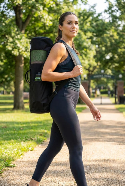 Yoga Mat Bag - for Women and Men, Yoga Bag with Pockets and Adjustable Strap, Yoga Mat Carrier, Fits Mats Blocks and Yoga Accessories for Workouts, (32" L)
