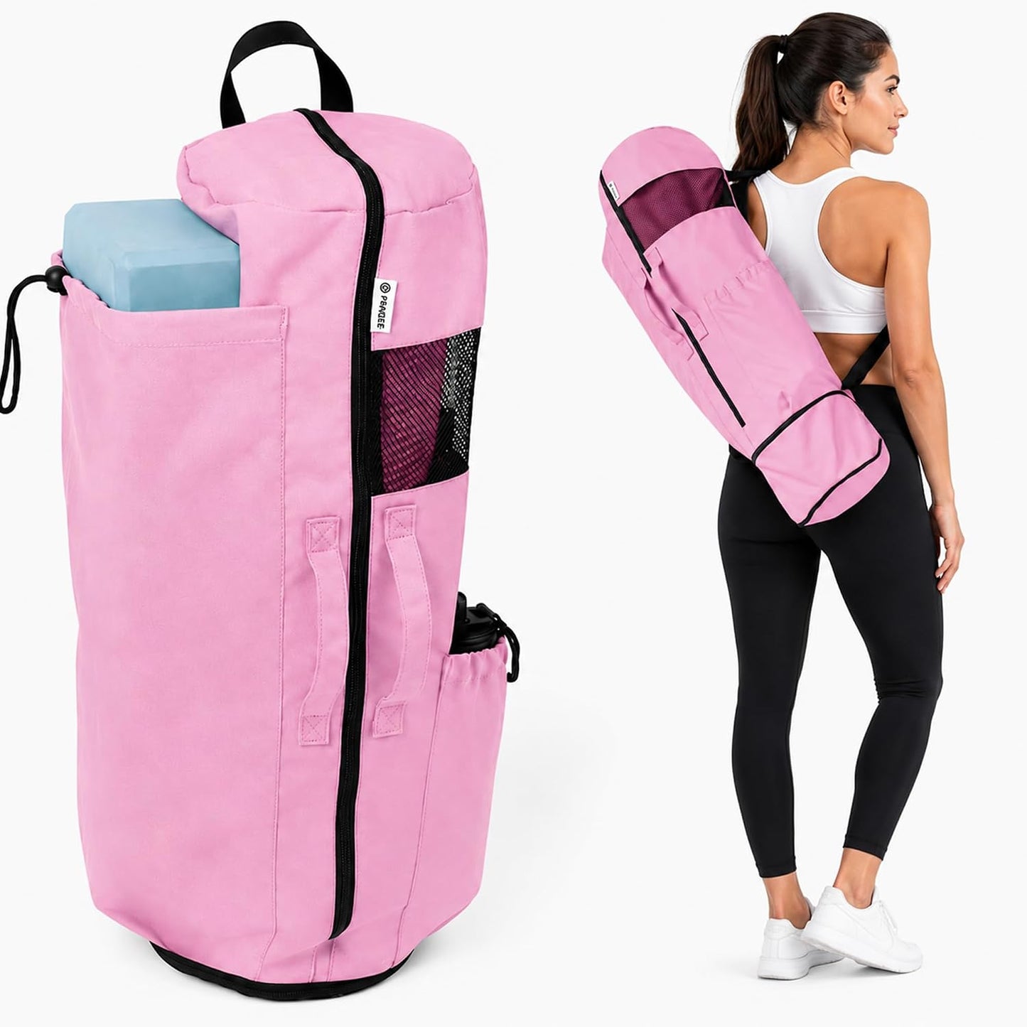 Yoga Mat Bag - for Women and Men, Yoga Bag with Pockets and Adjustable Strap, Yoga Mat Carrier, Fits Mats Blocks and Yoga Accessories for Workouts, (32" L)